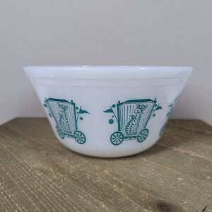 Vintage Federal Glass Circus Mixing Bowl 8” Turquoise Tiger Print